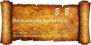 Benkovszky Bonifác névjegykártya